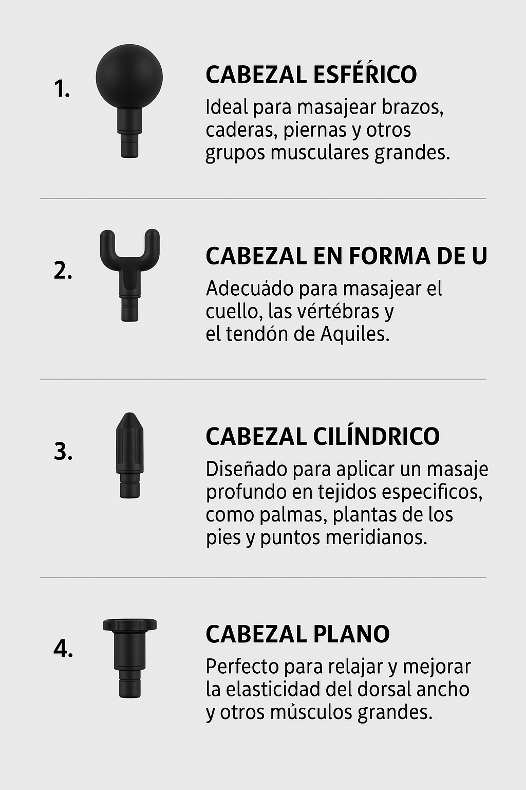 Pistola Masajeadora De Percusión con cabezales