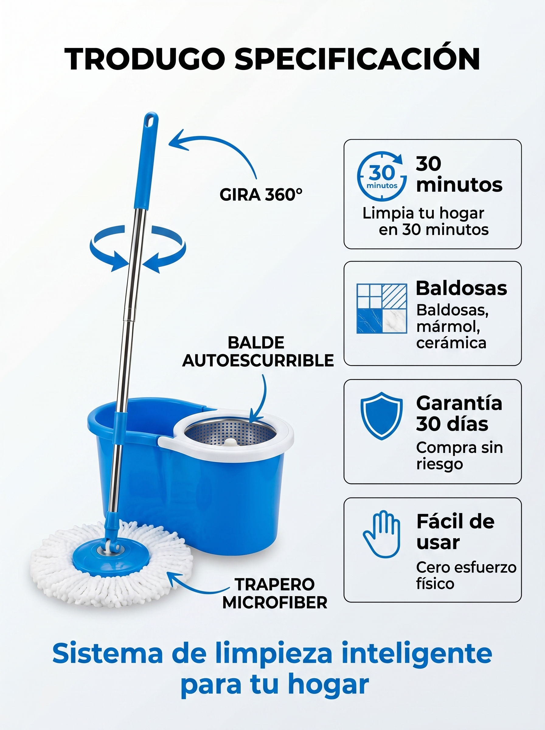 Uso de la mopa giratoria en el hogar