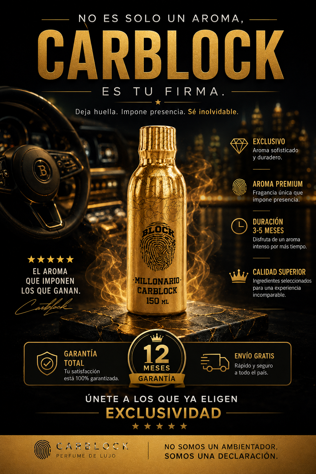 Perfume Carblock en uso en el interior de un carro